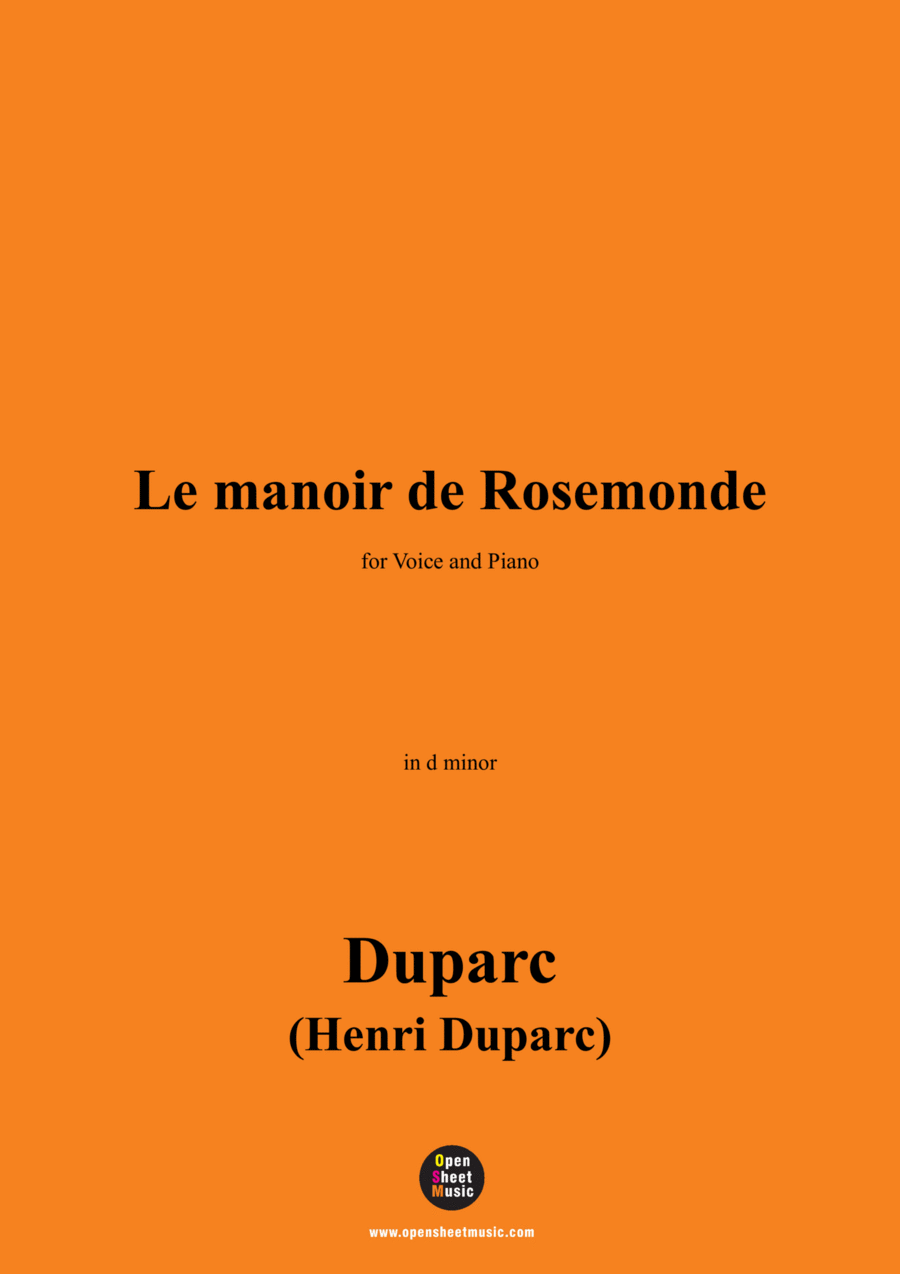 Duparc-Le manoir de Rosemonde,in d minor Voice scores gallery preview page 1