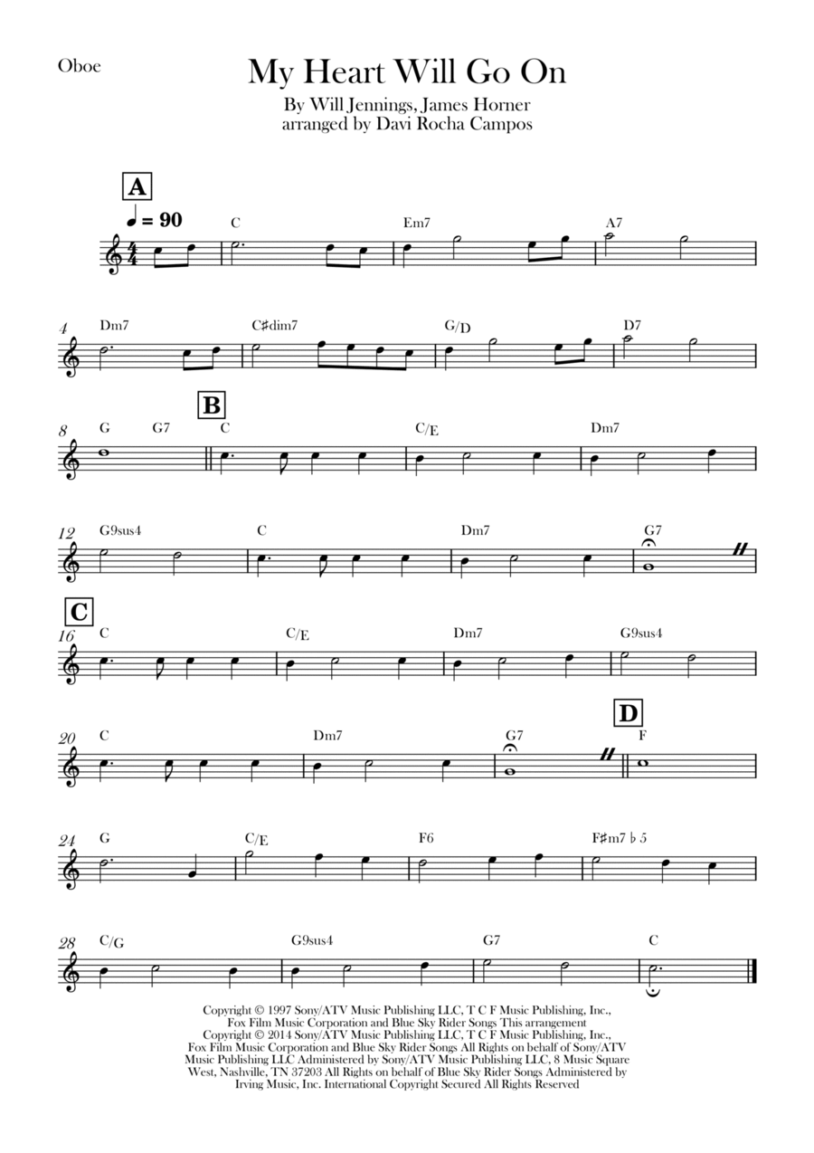 My Heart Will Go On (love Theme From 'titanic') Oboe Solo scores gallery preview page 1