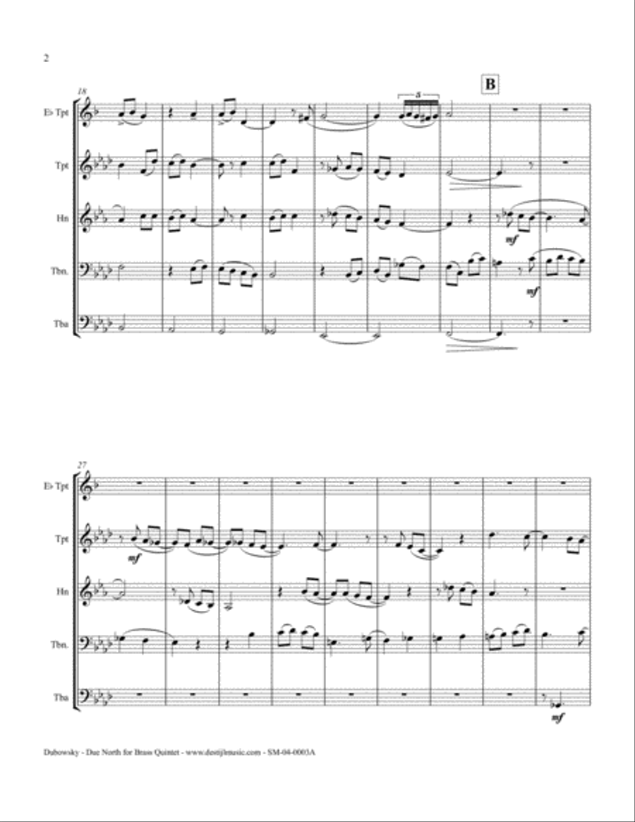 Due North for Brass Quintet Brass Quintet scores gallery preview page 4