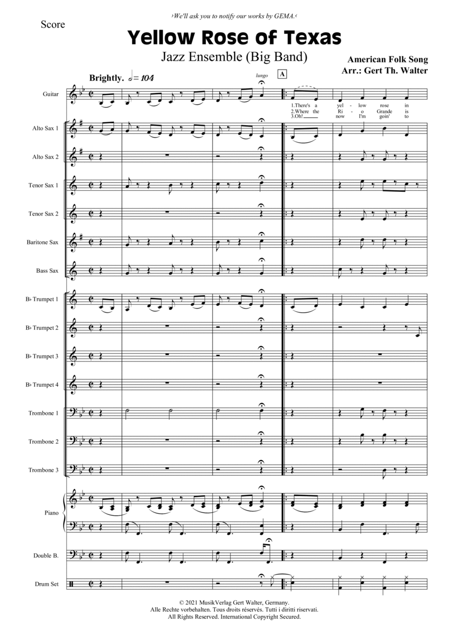 Yellow Rose of Texas Jazz Ensemble scores gallery preview page 1