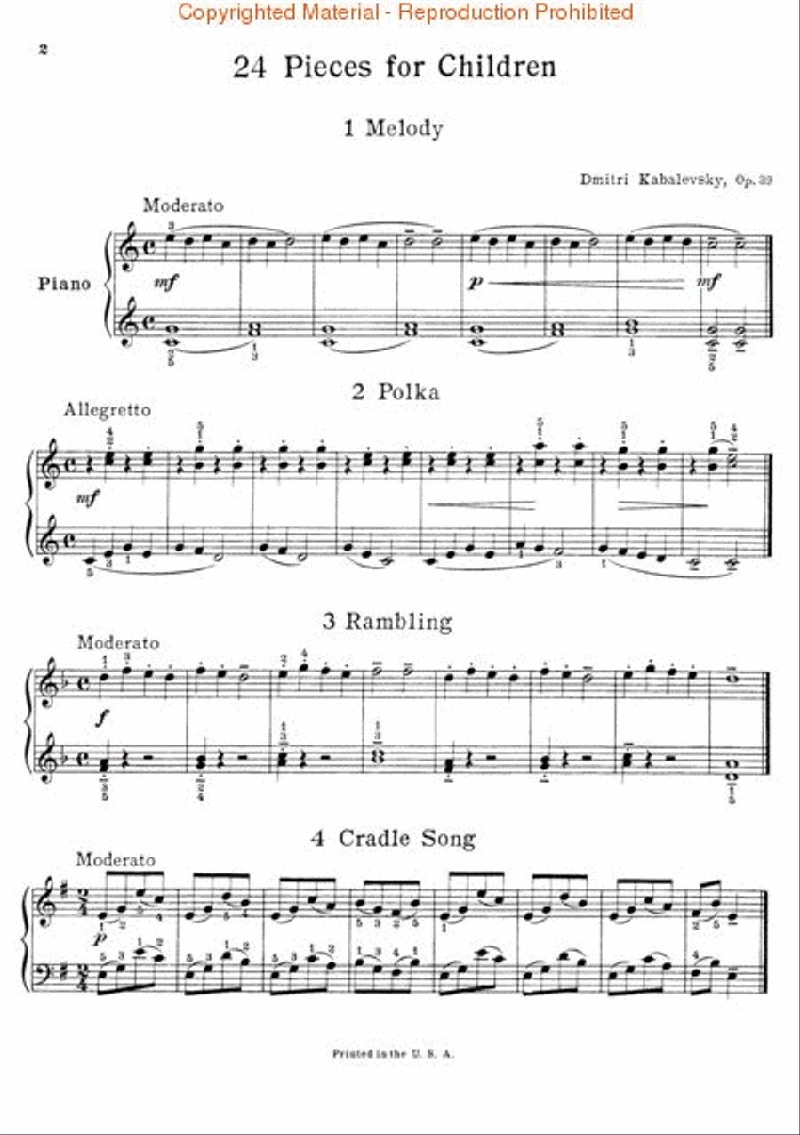 Dmitri Kabalevsky – 24 Pieces for Children, Op. 39 Easy Piano scores gallery preview page 2
