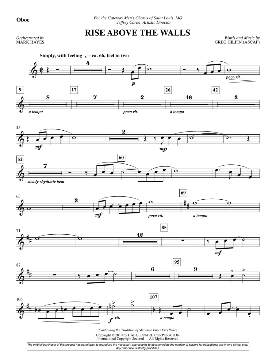 Rise Above The Walls - Oboe