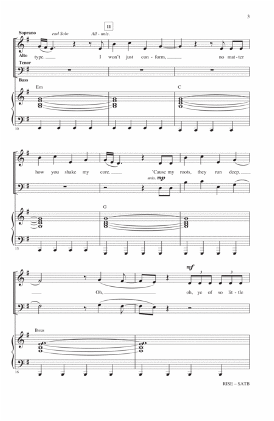 Rise (arr. Mac Huff) 4-Part scores gallery preview page 2