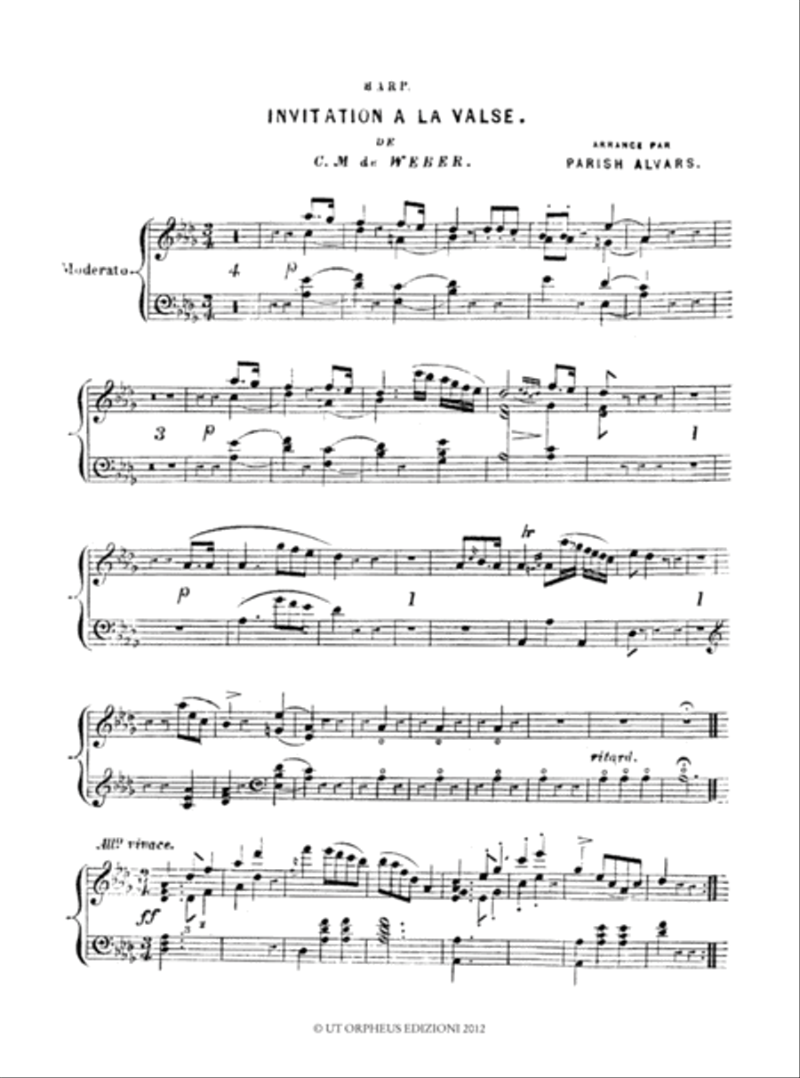L’invitation à la Valse arranged for Harp and Piano by Elias Parish Alvars. Facsimile Edition Harp scores gallery preview page 2