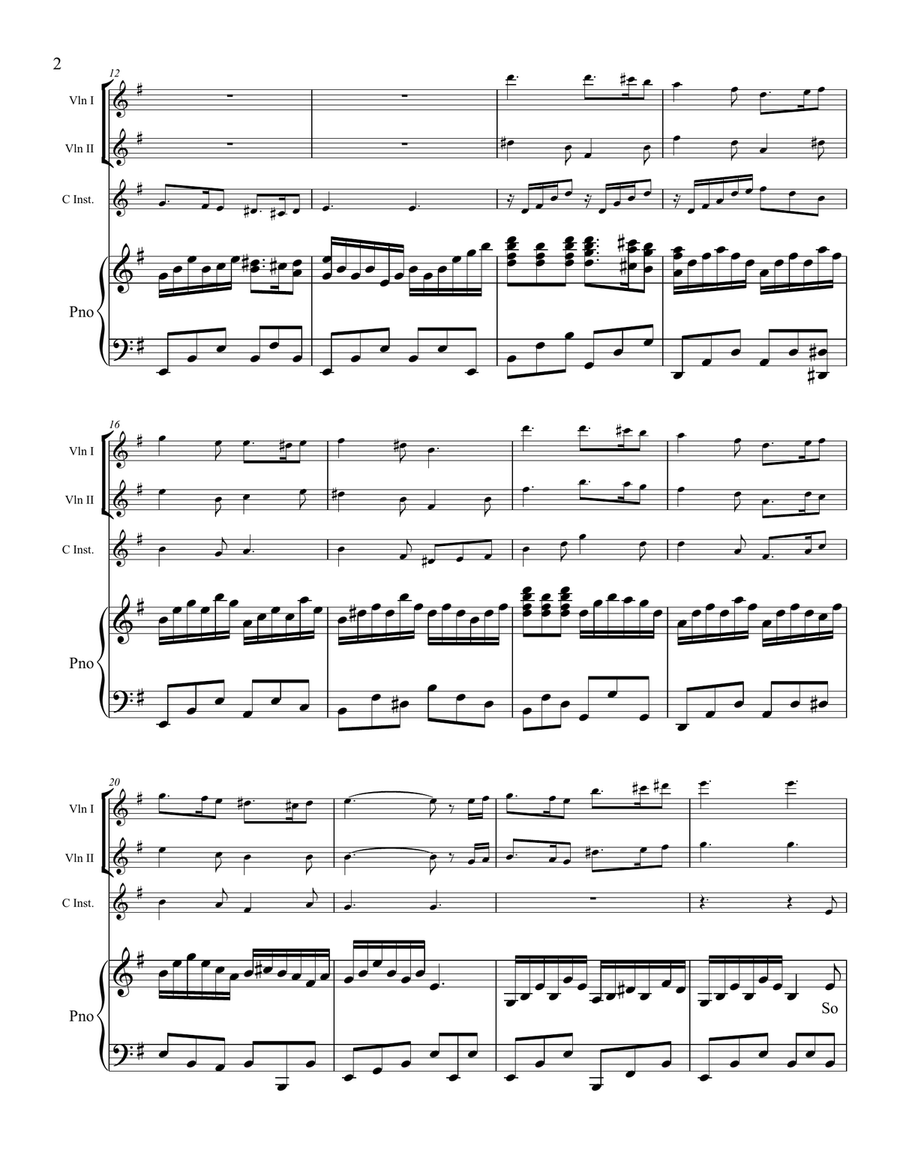 What Child Is This - Two Violins, a C Instrument, and Piano Flute scores gallery preview page 3