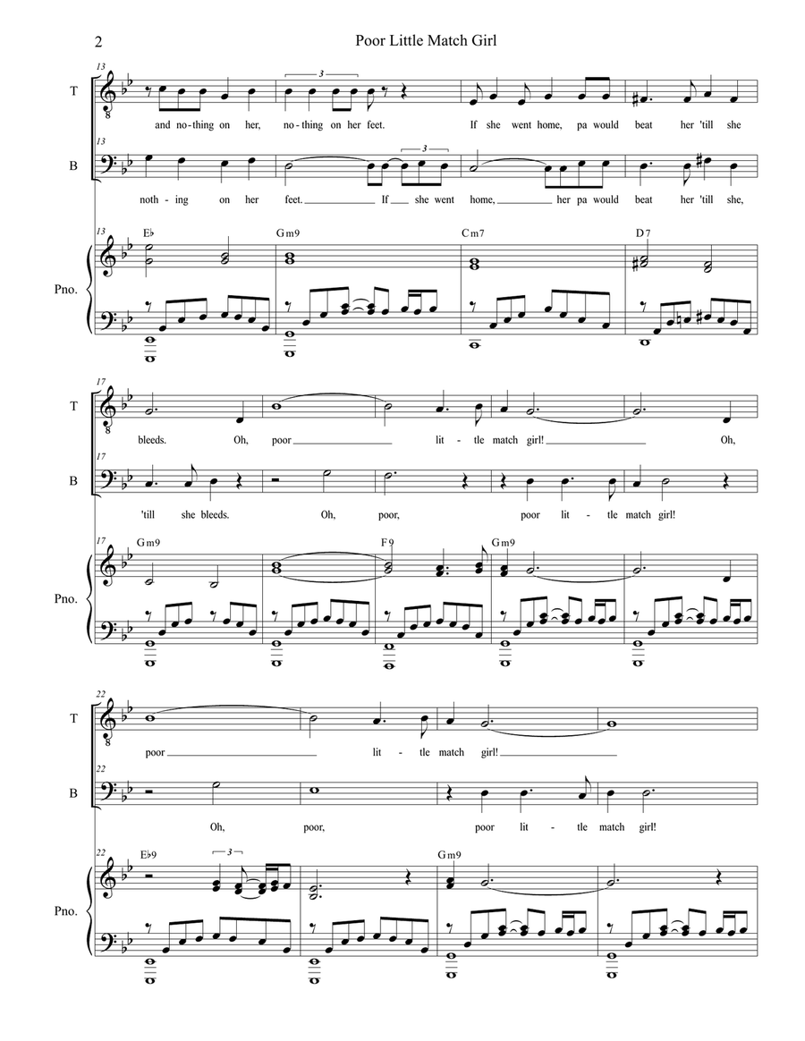 Poor Little Match Girl (Duet for Tenor and Bass Solo) Tenor Voice scores gallery preview page 2