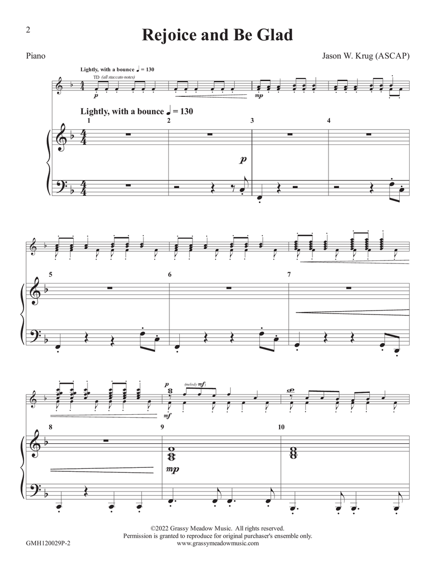 Rejoice and Be Glad (piano accompaniment to 12 handbell version) Handbell Choir scores gallery preview page 2
