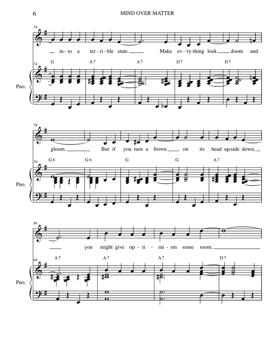 PUT MIND OVER MATTER Piano, Vocal scores gallery preview page 6