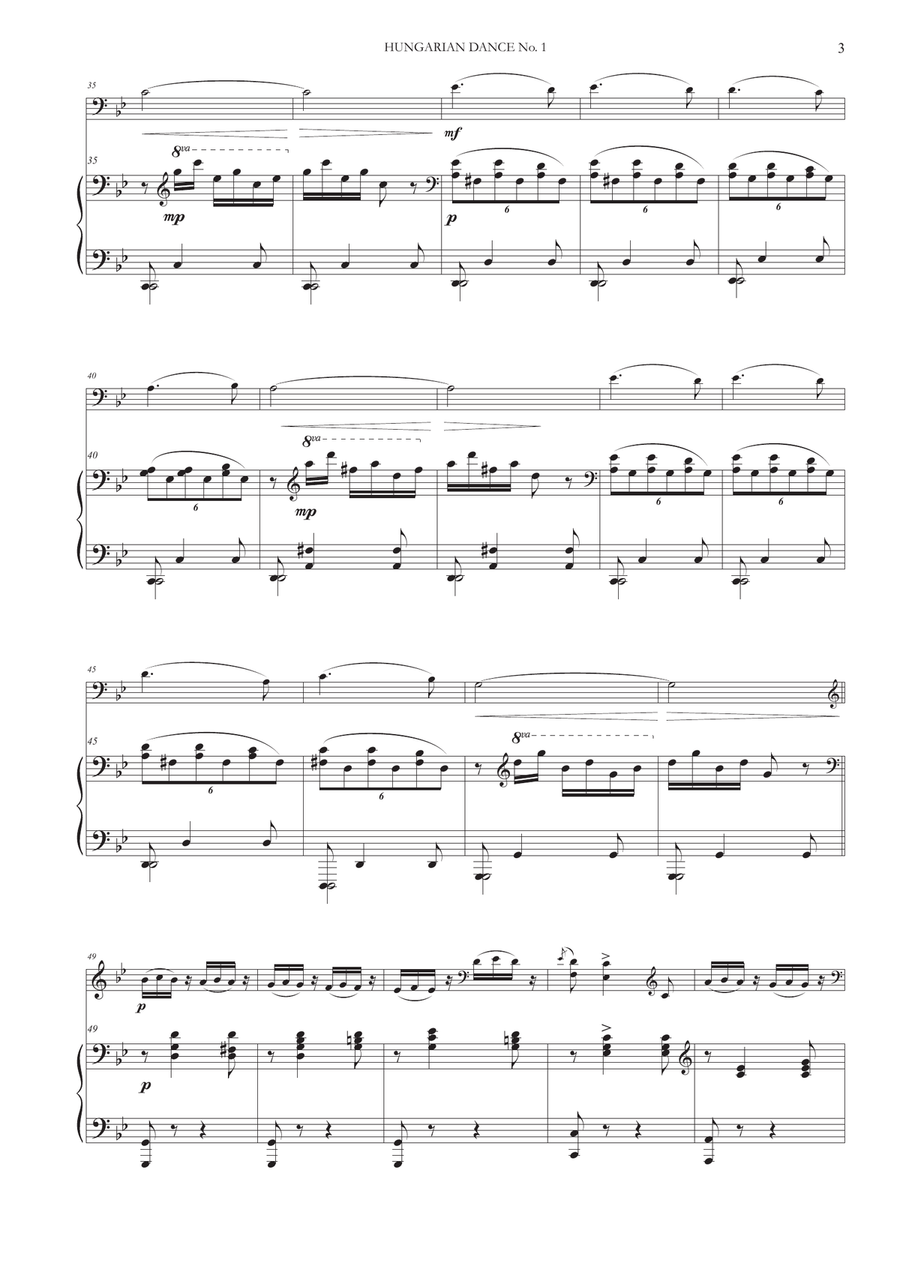 Hungarian Dance No. 1 for Cello and Piano Piano scores gallery preview page 3