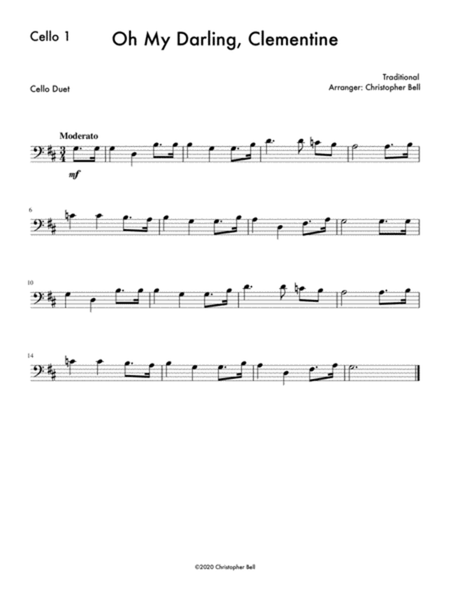 Oh My Darling, Clementine (Easy Cello Duet) image number null