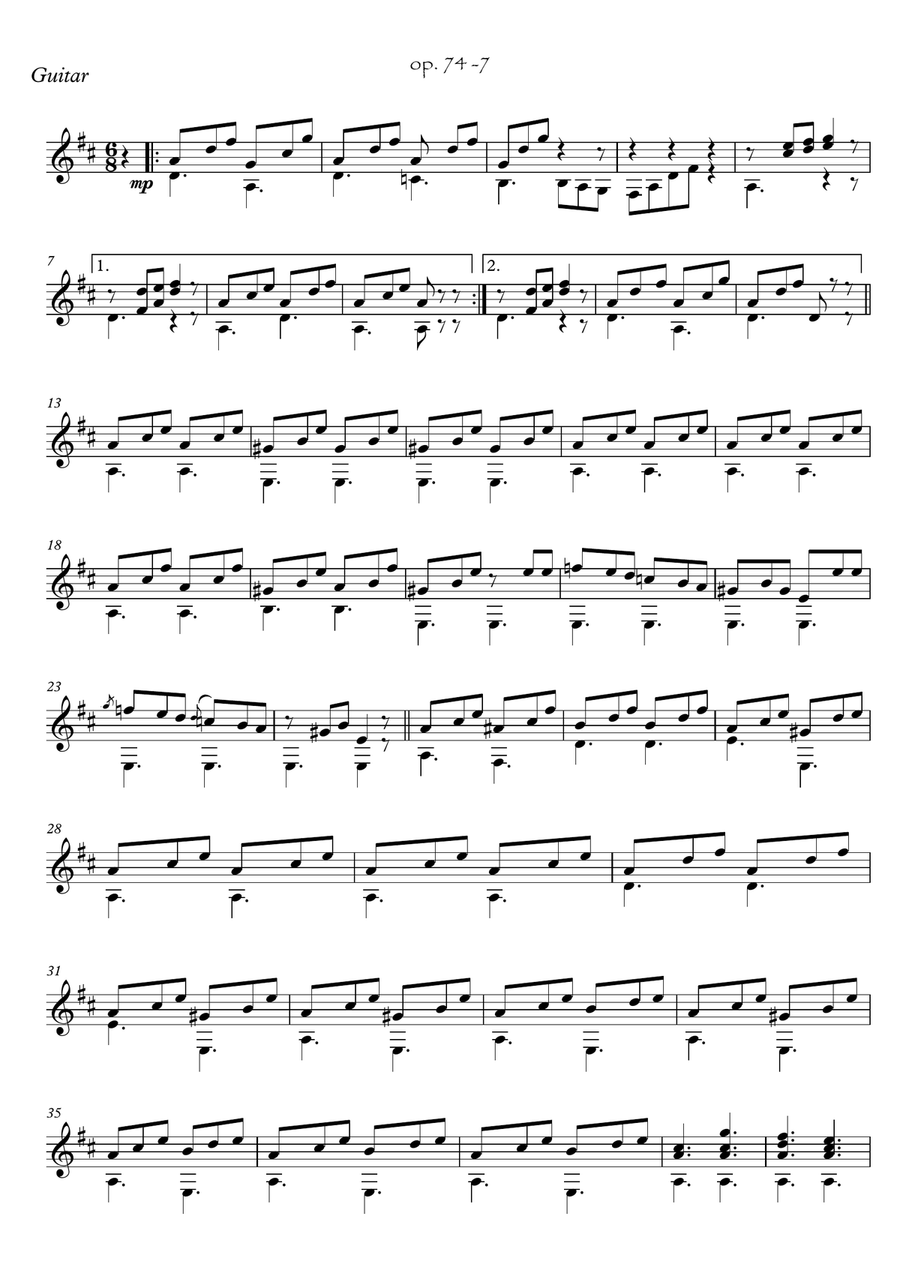 Easy Violin Guitar duets by Giuliani 74-7 image number null
