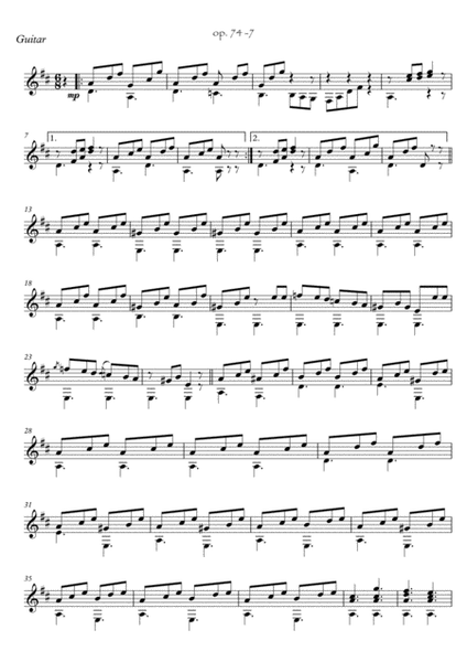 Easy Violin Guitar duets by Giuliani 74-7 by Mauro Giuliani Violin - Digital Sheet Music