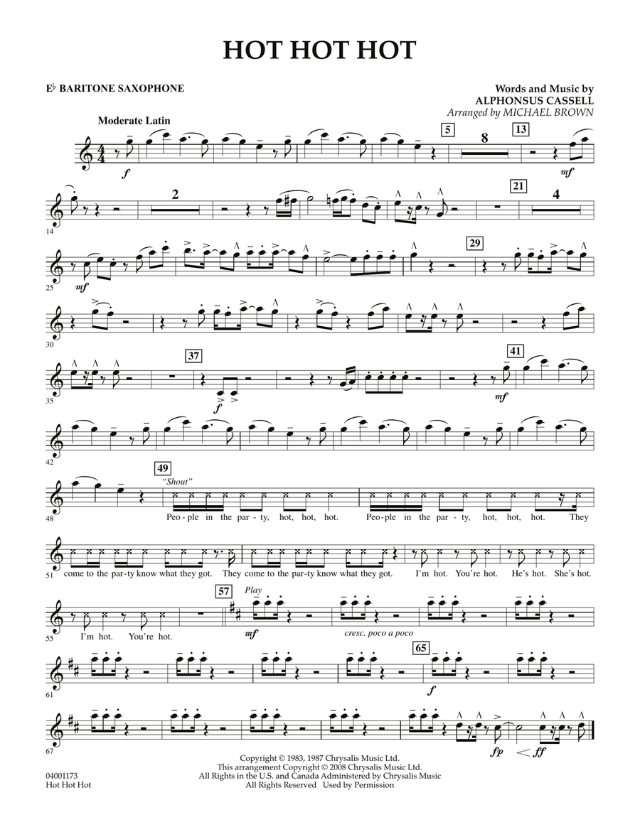 Hot Hot Hot - Eb Baritone Saxophone Concert Band scores gallery preview page 1