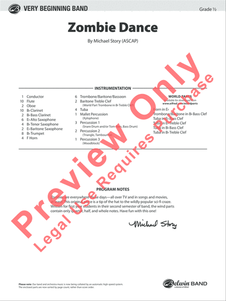 Zombie Dance Concert Band scores gallery preview page 2