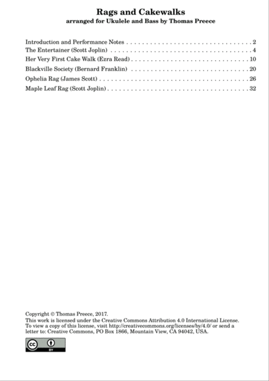 Rags and Cakewalks Arranged for ukulele and bass by Thomas Preece String Duet scores gallery preview page 2