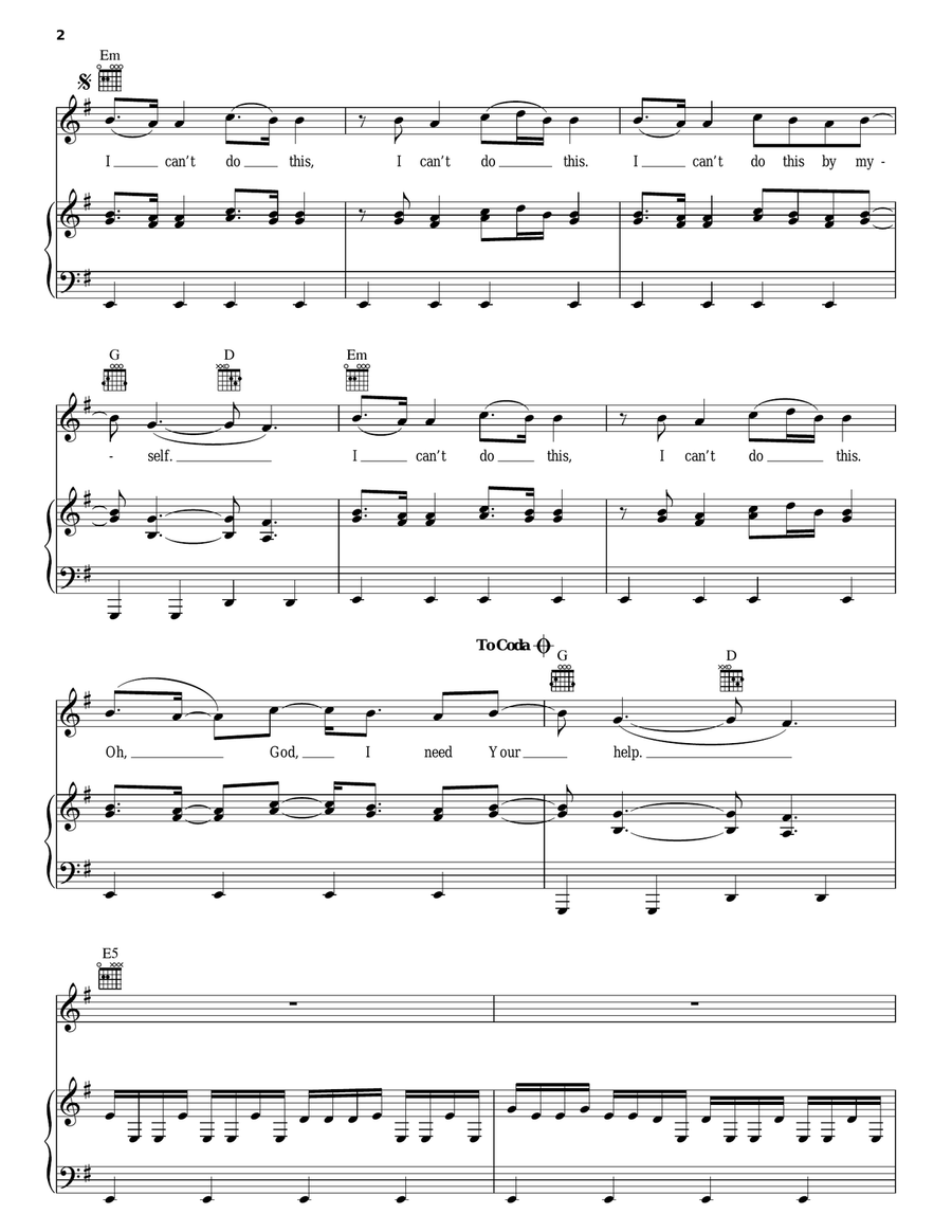 I Can't Do This Piano, Vocal, Guitar scores gallery preview page 2