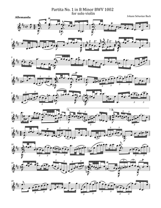 Book cover for J.S.Bach - Violin Partita No.1 in B minor, BWV 1002 - For Solo Original Complete