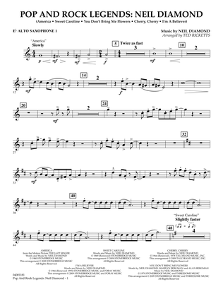Pop and Rock Legends - Neil Diamond - Eb Alto Saxophone 1