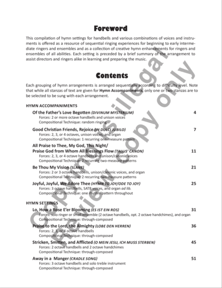 Hymns for Handbells Reproducible Accompaniments and Settings 4-Octaves scores gallery preview page 2