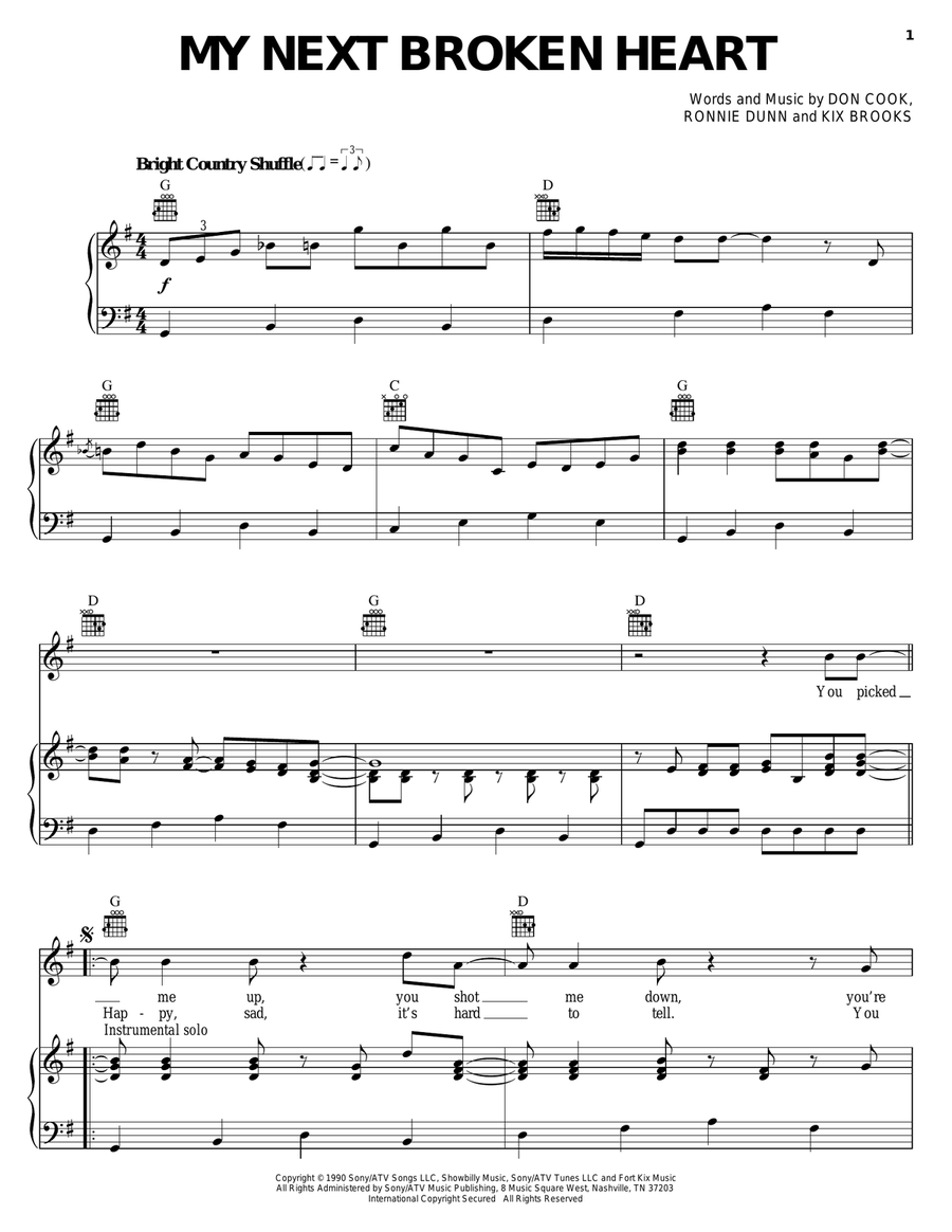 My Next Broken Heart Piano, Vocal, Guitar scores gallery preview page 1