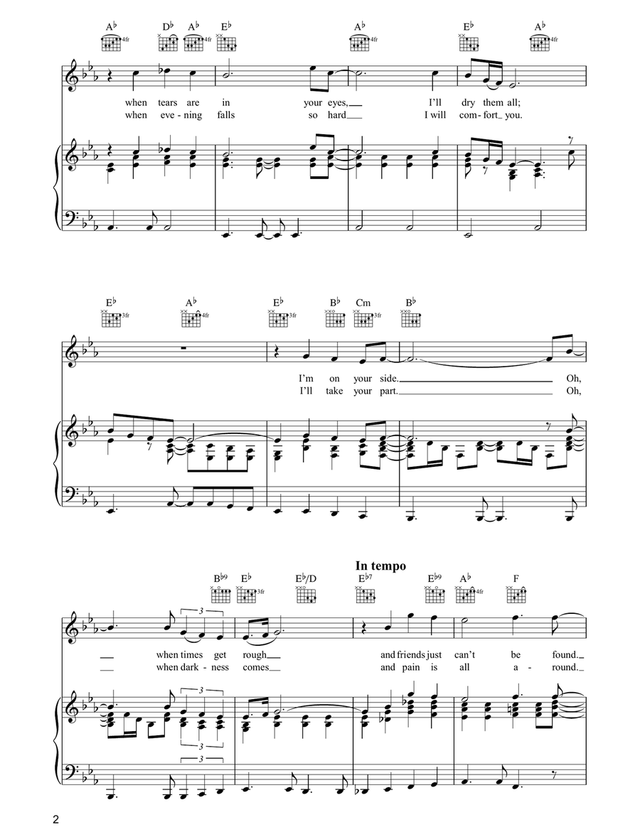 Bridge Over Troubled Water Piano, Vocal, Guitar scores gallery preview page 2