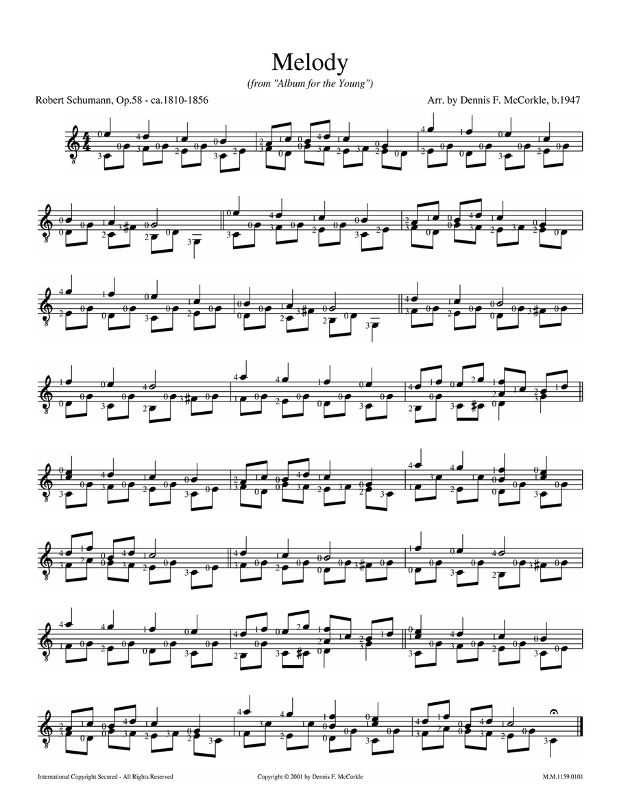 Melody (from Album for the Young) Classical Guitar scores gallery preview page 1