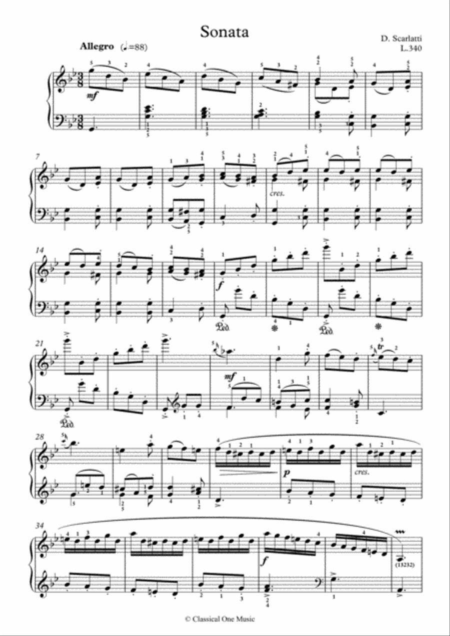 Scarlatti-Sonata in g-minor L.340 K.476(piano) Piano Solo scores gallery preview page 2