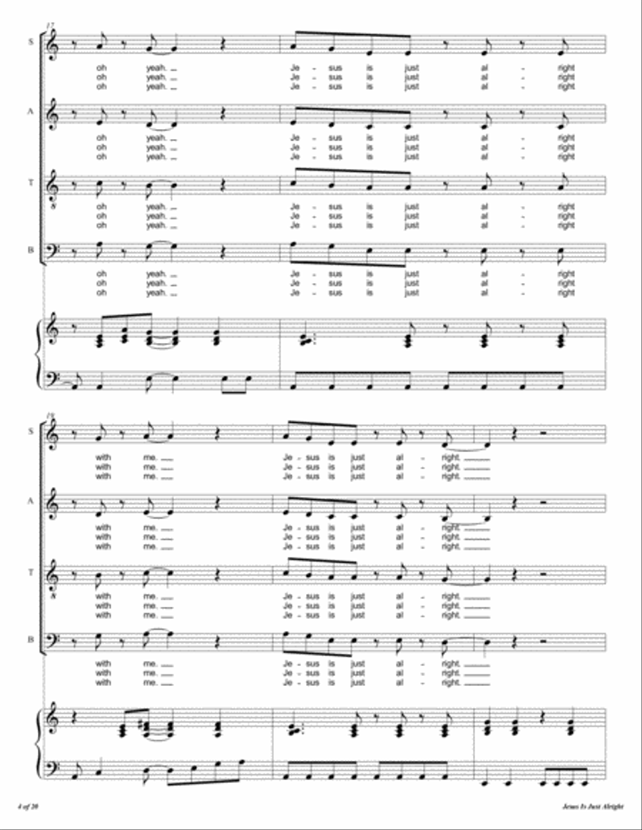Jesus Is Just Alright 4-Part scores gallery preview page 5