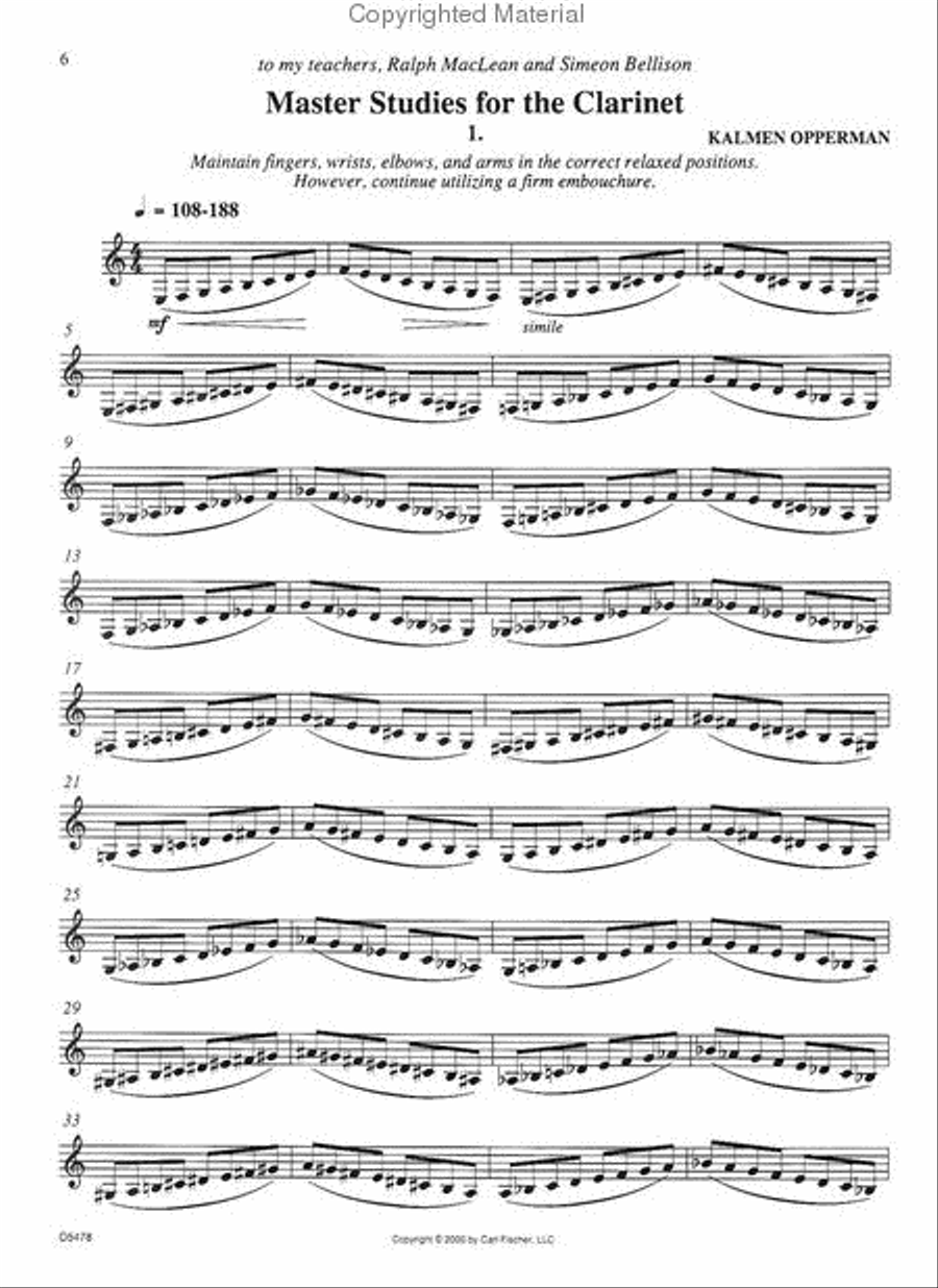 Master Studies for the Clarinet B-Flat Clarinet scores gallery preview page 2