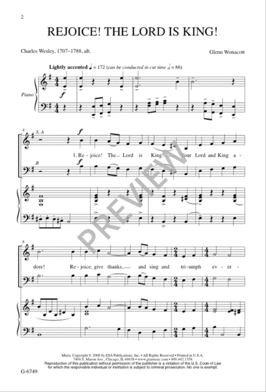 Rejoice! The Lord Is King! 3-Part scores gallery preview page 2