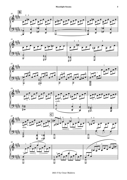 Moonlight Sonata by Beethoven 1 mov. - Violin and Piano (Individual Parts) image number null