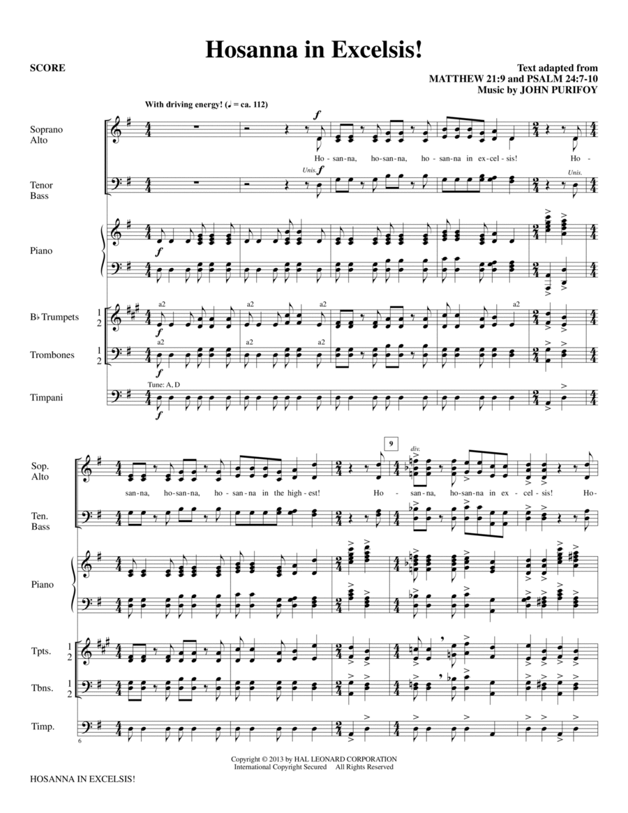 Hosanna in Excelsis! - Full Score Choir scores gallery preview page 1