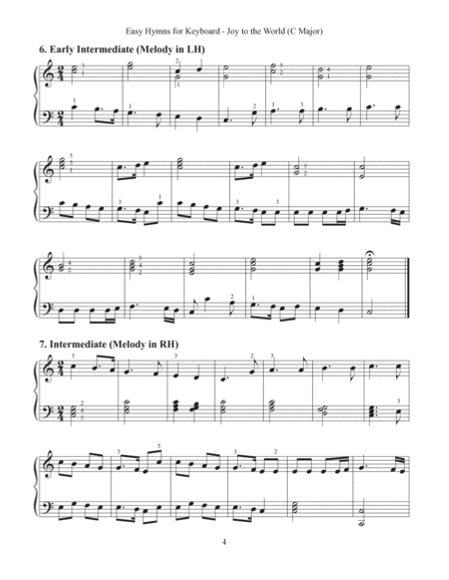 Joy to the World (Easy Hymns for Keyboard) Piano Method scores gallery preview page 6