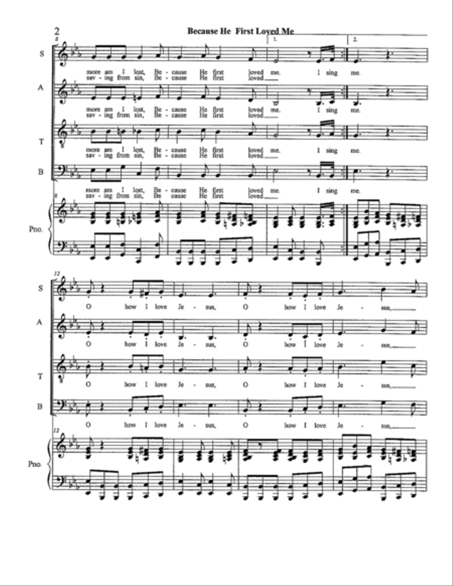 Because He First Loved Me 4-Part scores gallery preview page 2