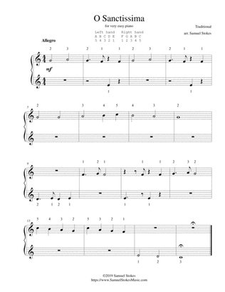 O Sanctissima (Oh, How Joyfully) - for very easy piano