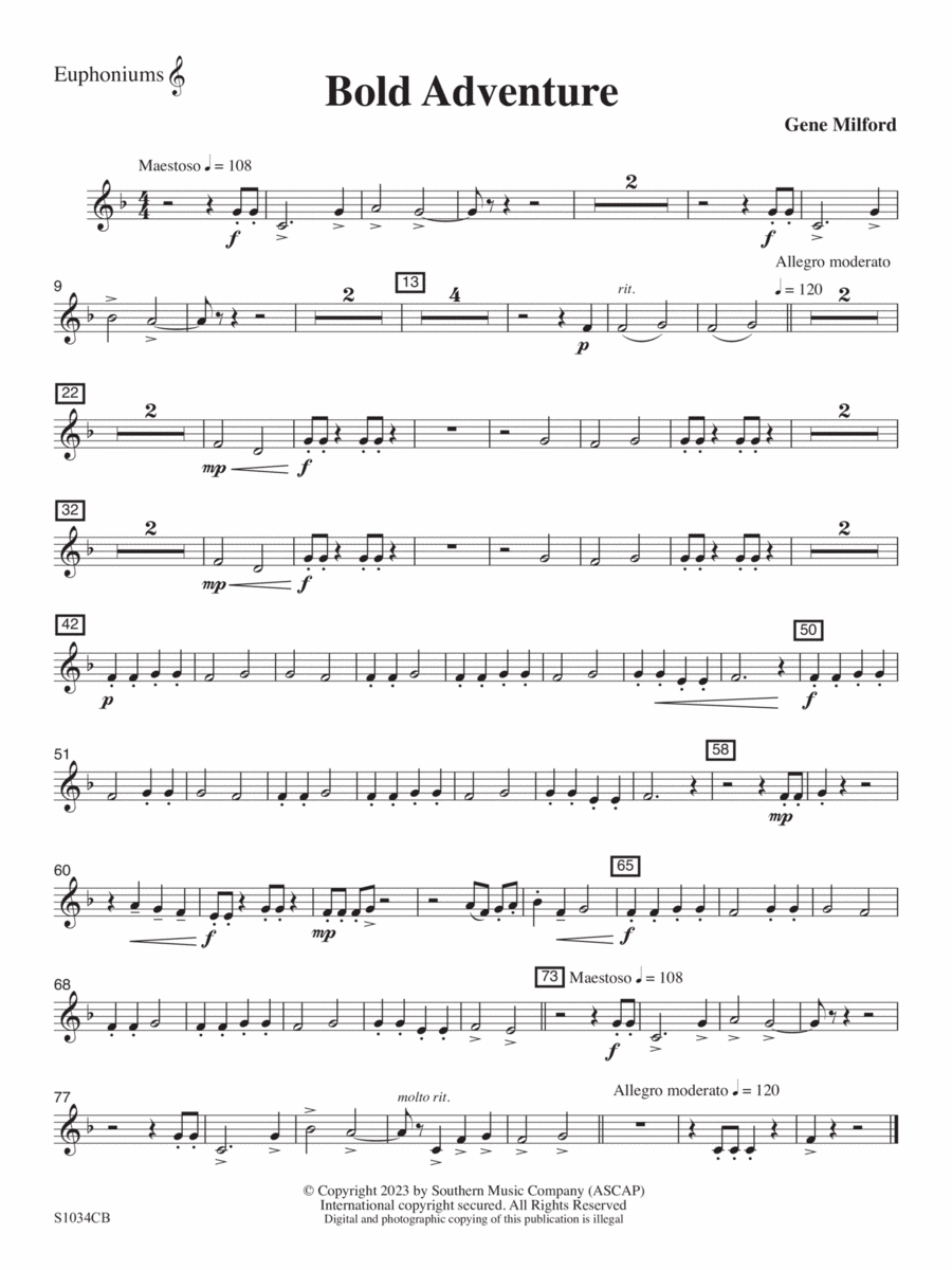 Bold Adventure - Euphonium TC Concert Band scores gallery preview page 1