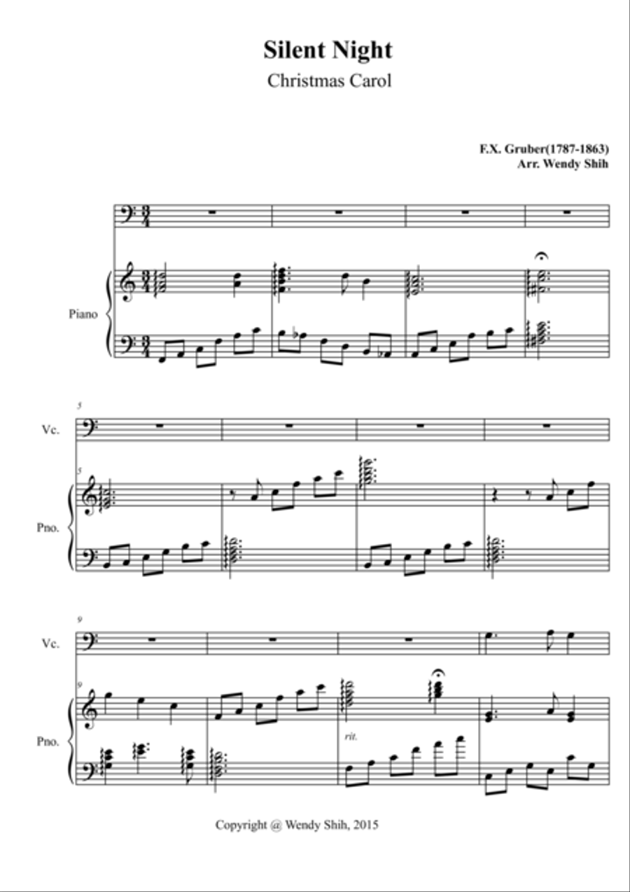 Silent Night Silent Night Piano scores gallery preview page 1
