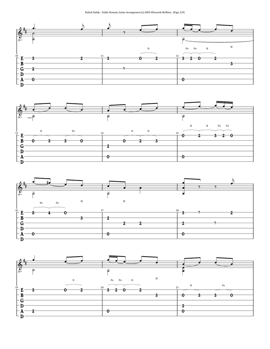 Rakish Paddy (For Fingerstyle Guitar Tuned Drop D) Acoustic Guitar scores gallery preview page 2