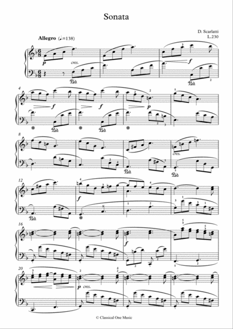 Scarlatti-Sonata in F-Major L.230 K.350(piano) Piano Solo scores gallery preview page 2