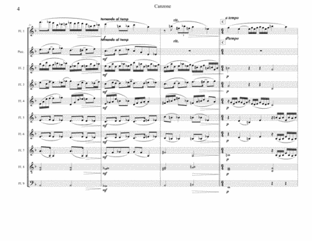 Canzone  for Solo flute with Flute ensemble / choir   by Barber image number null