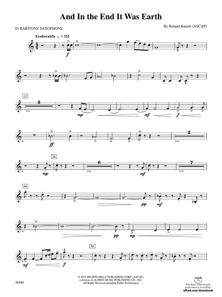 And in the End It Was Earth: E-flat Baritone Saxophone