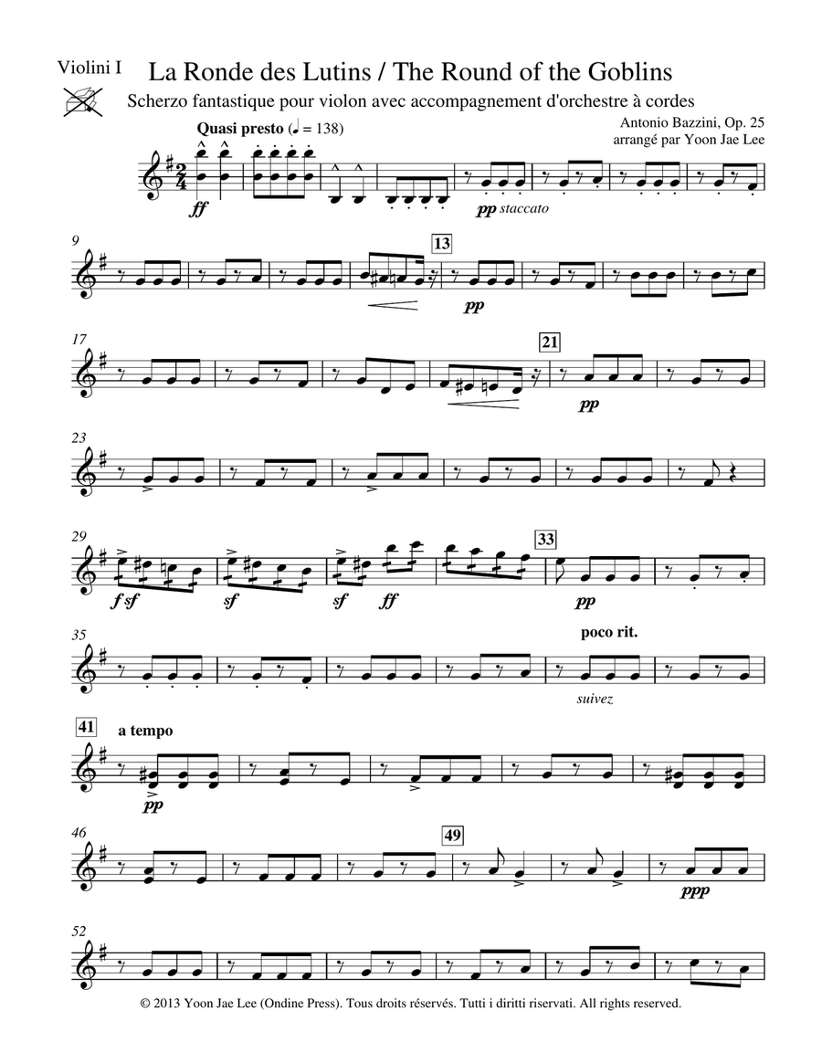 The Round (Dance) of the Goblins for Violin and String Orchestra, Op. 25 - Set of Parts image number null