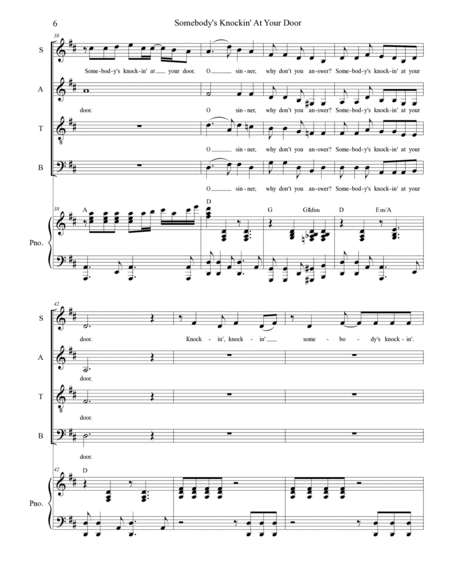 Somebody's Knockin' At Your Door (SATB) image number null