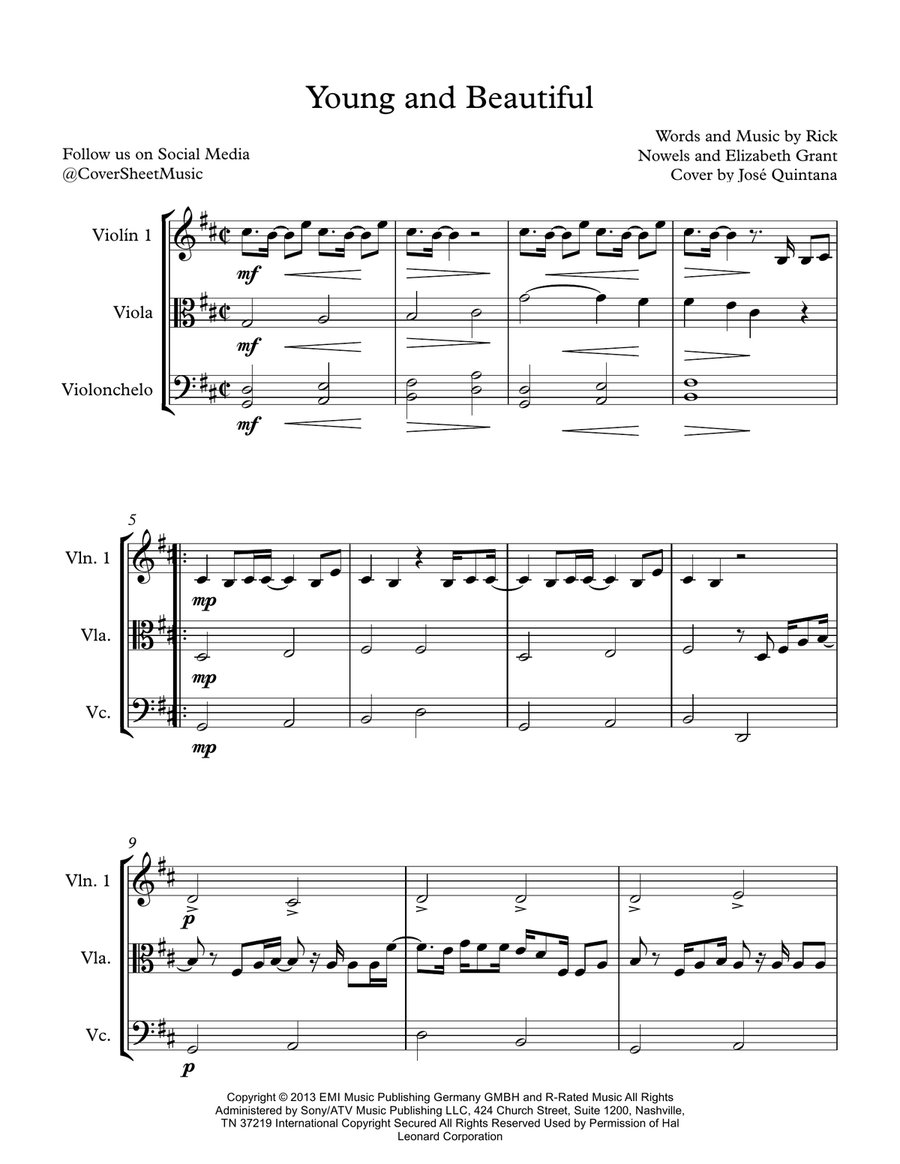 Young And Beautiful String Trio scores gallery preview page 2