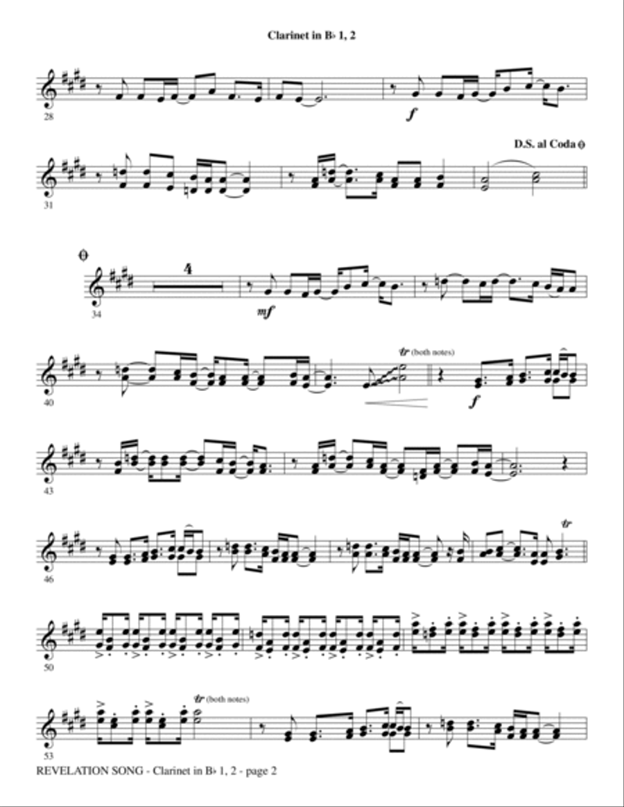Revelation Song - Clarinet 1 & 2 Choir scores gallery preview page 2