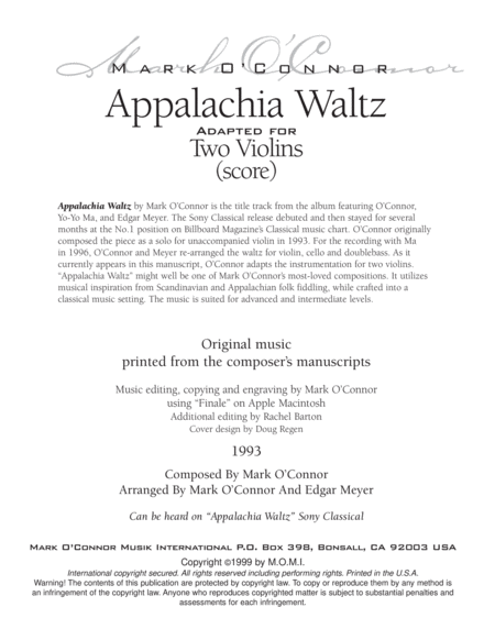 Appalachia Waltz (score - two violins) image number null