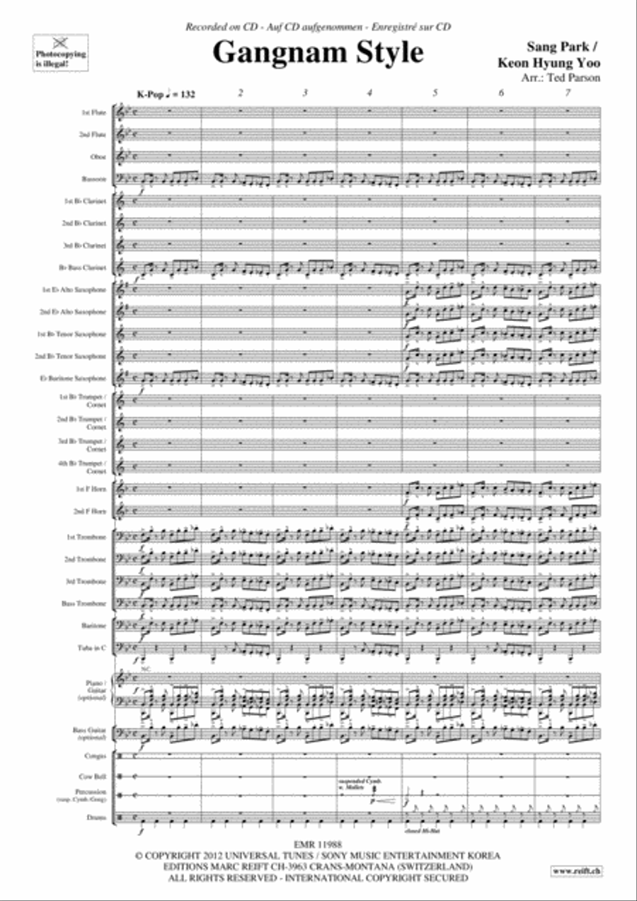 Gangnam Style Concert Band scores gallery preview page 4