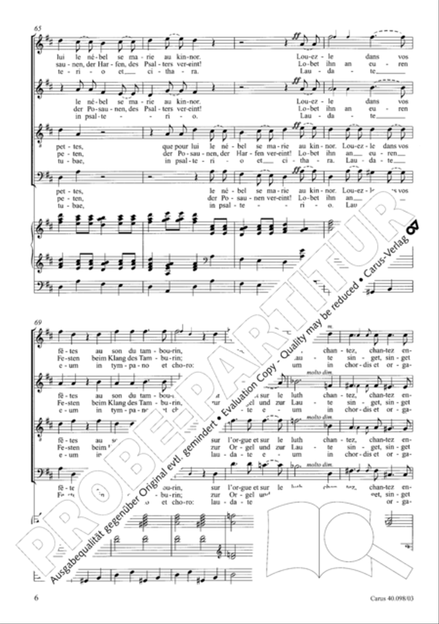 Psalm 150 (Der 150. Psalm) 4-Part scores gallery preview page 7