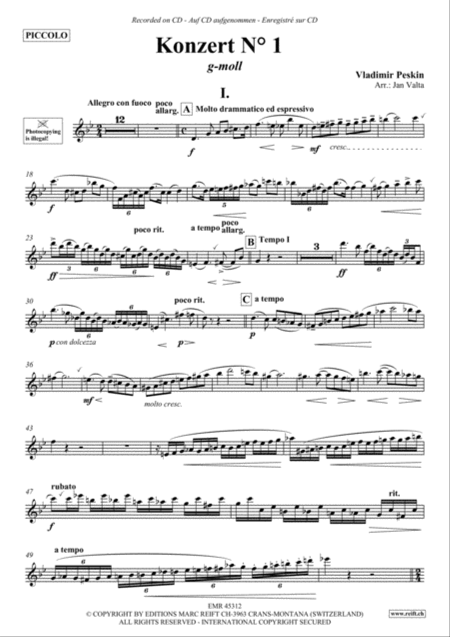 Konzert No. 1 g-moll Konzert No. 1 g-moll Piccolo scores gallery preview page 2