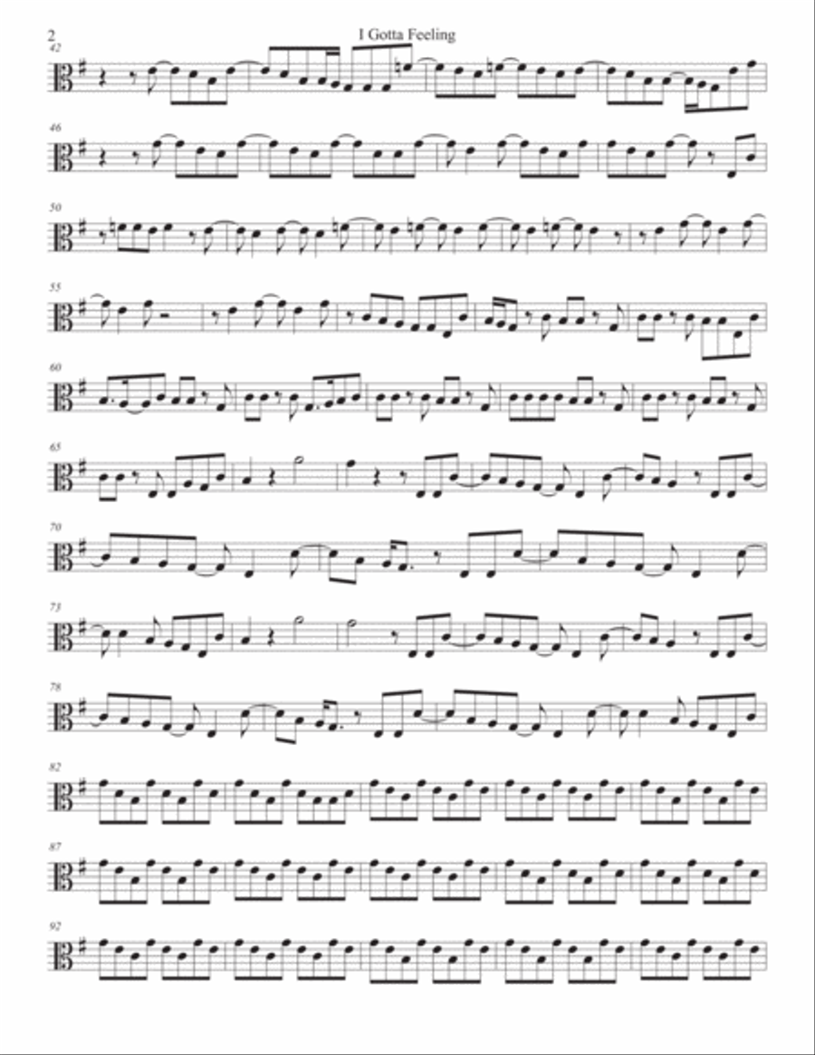 I Gotta Feeling Viola Solo scores gallery preview page 2